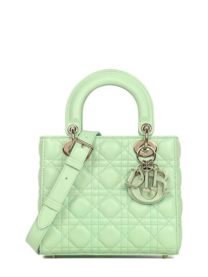 Lady Dior Small Leather Tote Bag Pastel Mint - DIOR - BALAAN 2