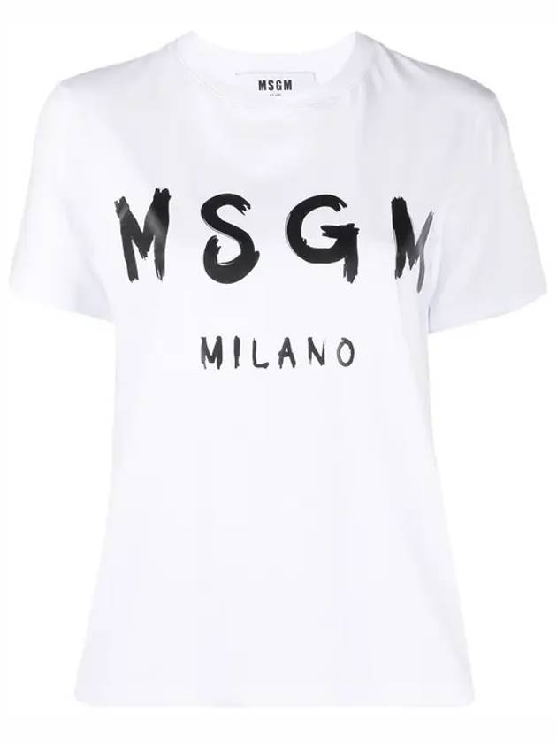 Brushed Logo Short Sleeve T-Shirt White - MSGM - BALAAN 2