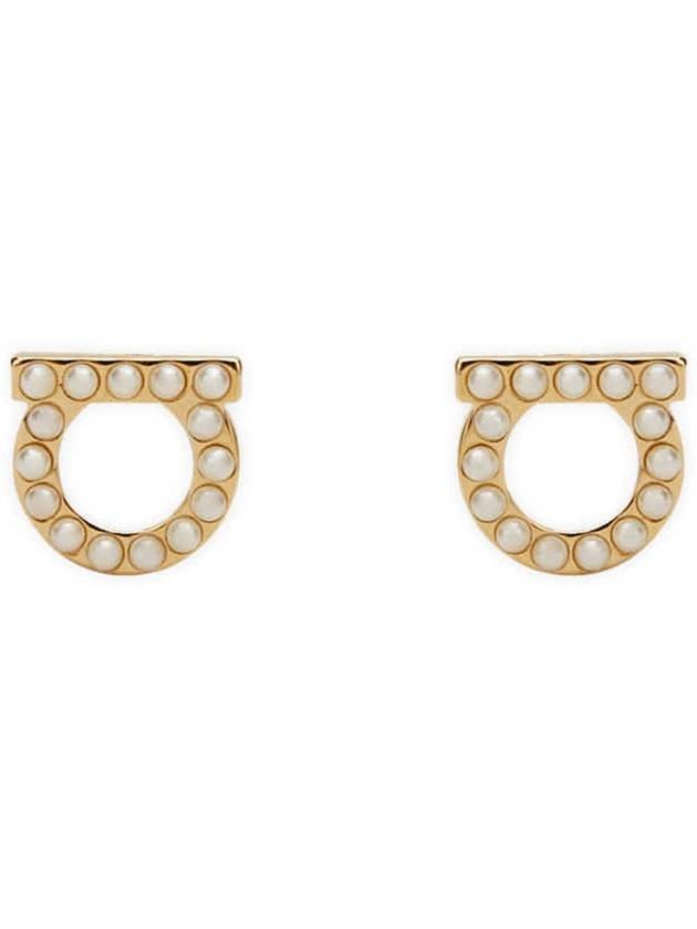 Gancini Pearl Earrings Gold - SALVATORE FERRAGAMO - BALAAN 3