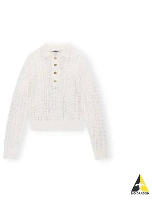 Polo Collar Open Knit Sweater K2072 - GANNI - BALAAN 2