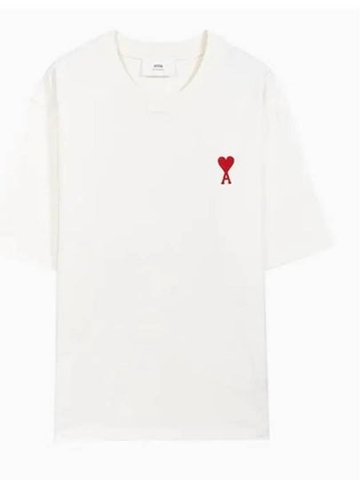 Heart Logo Cotton Jersey Short Sleeve T-Shirt White - AMI - BALAAN 2