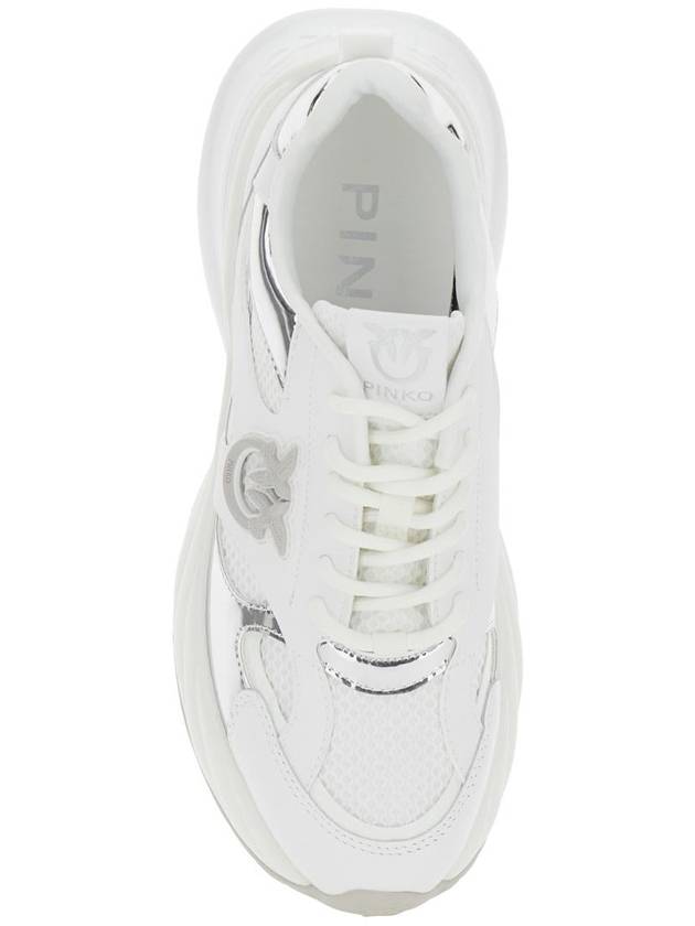 'Ariel 15' White Sneakers With Mirror Panels And Logo Patch On The Tongue In Tech Fabric Woman - PINKO - BALAAN 4