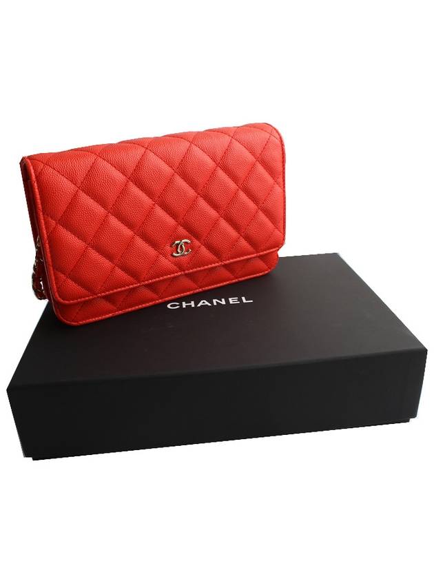 WOC Red Orange Caviar Silver Mini Cross 27th Division - CHANEL - BALAAN 6