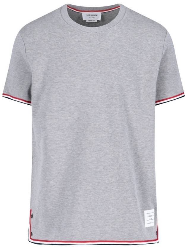 Interlock Cotton Short Sleeve T-Shirt Light Grey - THOM BROWNE - BALAAN 1