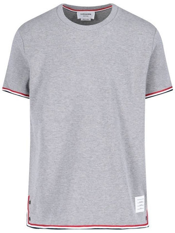 Interlock Cotton Short Sleeve T-Shirt Light Grey - THOM BROWNE - BALAAN 1