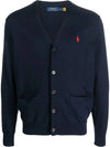 V-Neck Embroidery Logo Cardigan Navy - POLO RALPH LAUREN - BALAAN 2