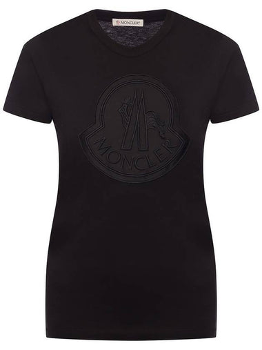 Women's Big Logo Short Sleeve T-Shirt Black - MONCLER - BALAAN 1