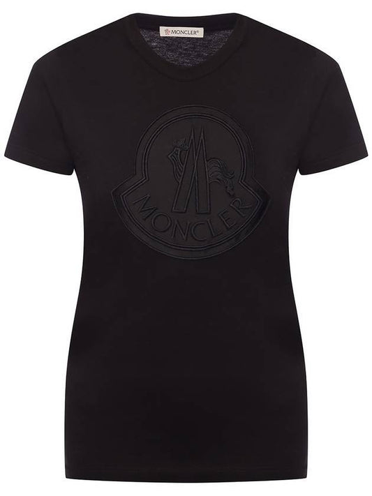 Women's Big Logo Short Sleeve T-Shirt Black - MONCLER - BALAAN.