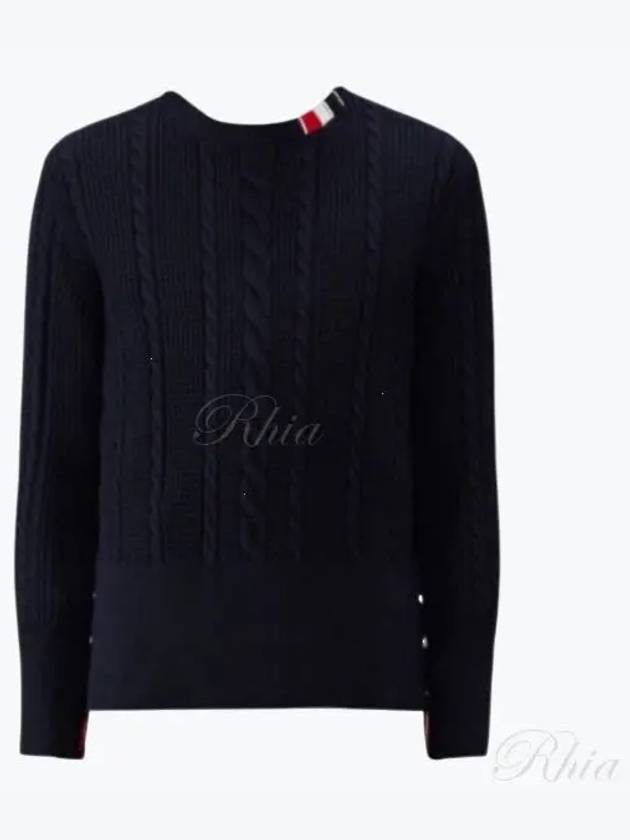 RWB Cable Wool Knit Top Navy - THOM BROWNE - BALAAN 2