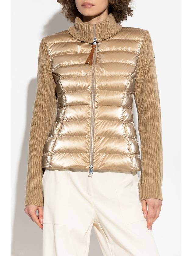 Padded Wool Zip-Up Cardigan Beige - MONCLER - BALAAN 4