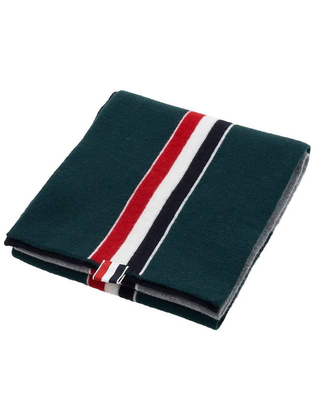 Tri-color Detail Virgin Wool Knit Scarf - THOM BROWNE - BALAAN 3