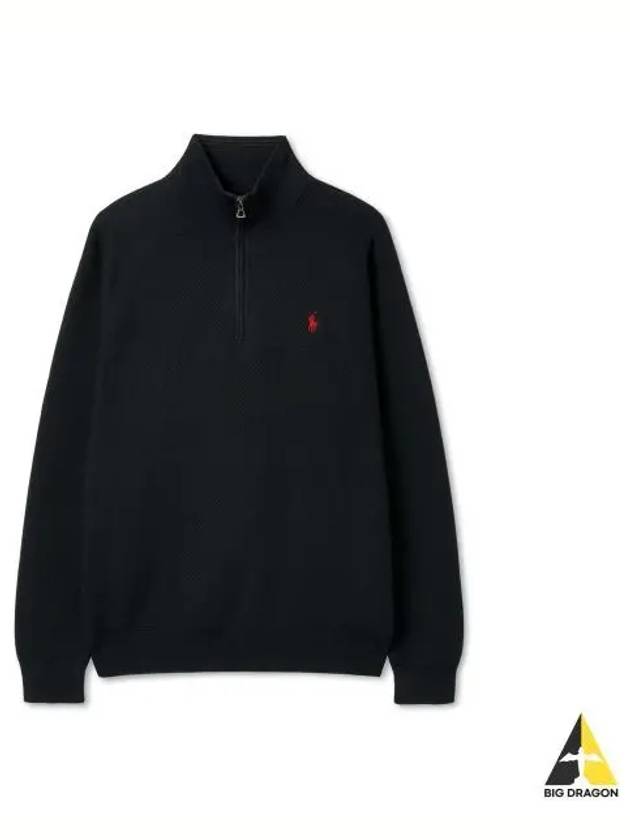 Cotton Quarter Zip Sweater Black - POLO RALPH LAUREN - BALAAN 1