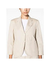 Round Collar Single Breasted Blazer Jacket Beige - THOM BROWNE - BALAAN 6