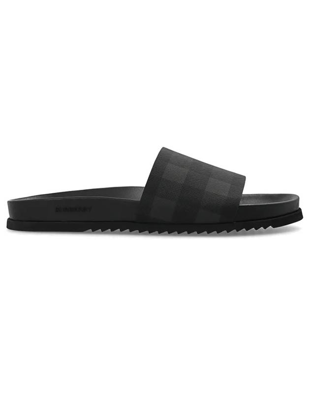 Check Slippers Black Gray - BURBERRY - BALAAN.