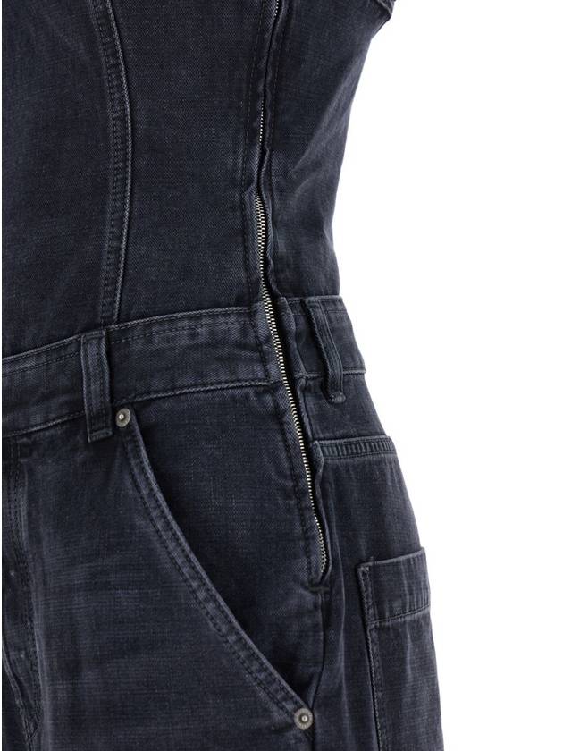 Black Jeans With Overalls And D Logo Plaque On The Front In Cotton And Modal Blend Woman - DIESEL - BALAAN 3