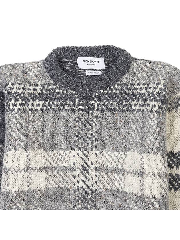 Tartan Check Jacquard Wool Mohair Knit Top Grey - THOM BROWNE - BALAAN 4