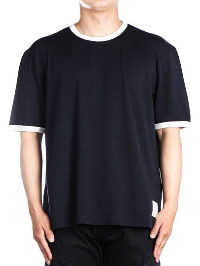 Ringer Wool Jersey Short Sleeve T-Shirt Navy - THOM BROWNE - BALAAN 2