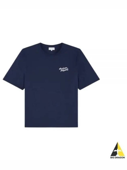 Handwriting Logo Cotton Short Sleeve T-Shirt Navy - MAISON KITSUNE - BALAAN 2