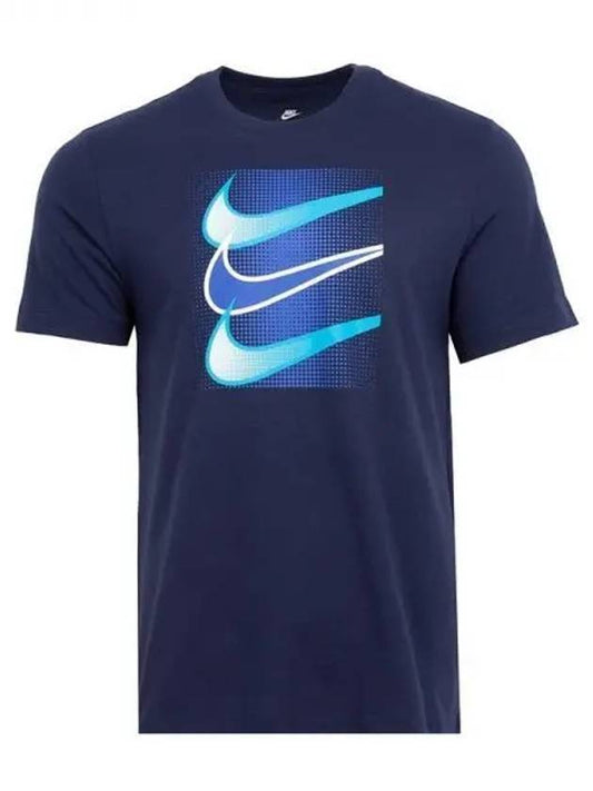 Men's Sportswear Swoosh 12MO Short Sleeve T-Shirt Navy - NIKE - BALAAN 1