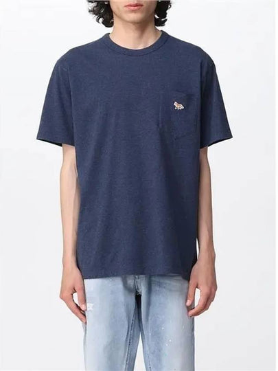 Baby Fox Patch Pocket Short Sleeve T-Shirt Navy Melange - MAISON KITSUNE - BALAAN 2