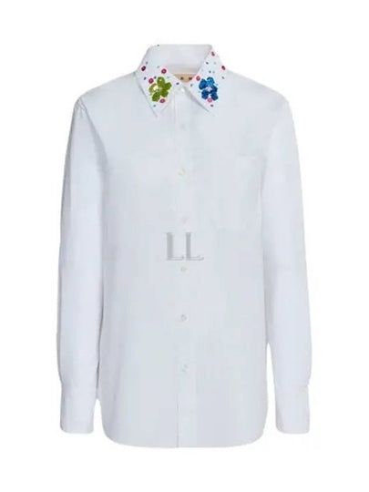 Embroidered Collar Regular Fit Shirt Lily White - MARNI - BALAAN 2