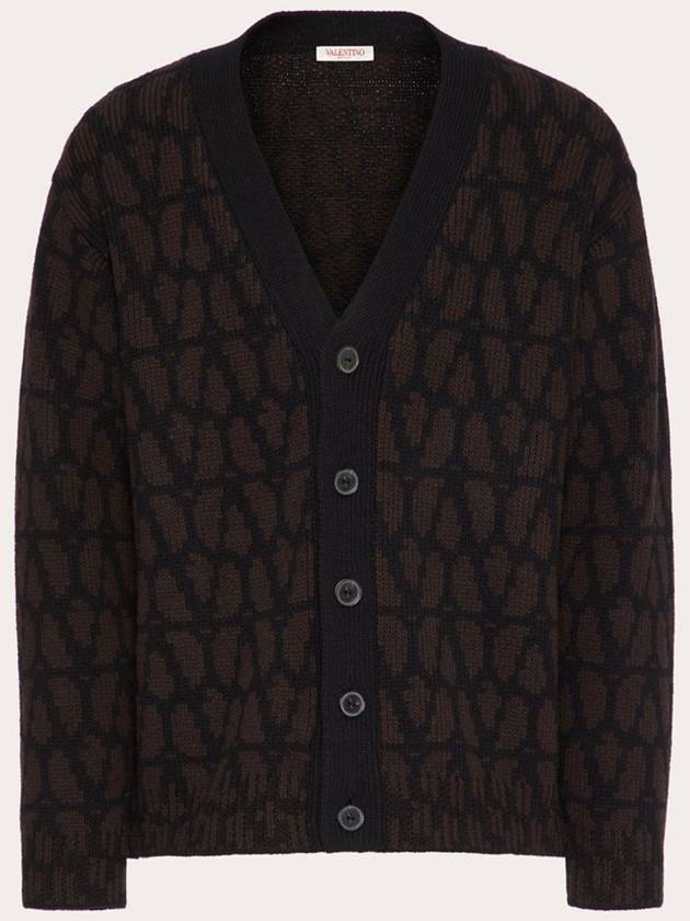 Iconography Wool Cardigan Brown - VALENTINO - BALAAN 3