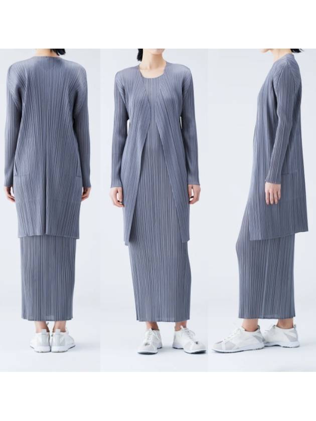 Pleated please basic midi cardigan gray JA108 - ISSEY MIYAKE - BALAAN 7