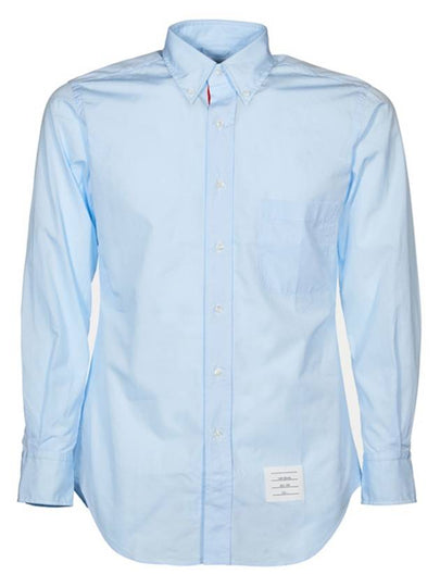 Men's Grosgrain Placket Solid Poplin Long Sleeve Shirt Light Blue - THOM BROWNE - BALAAN 2