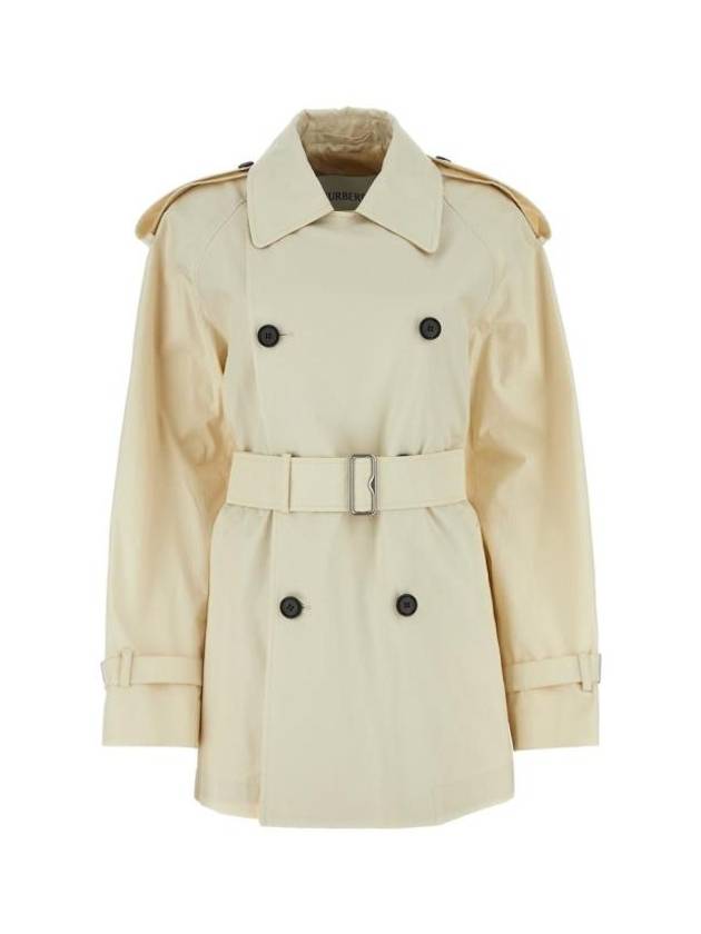 Short Gabardine Trench Coat Ivory - BURBERRY - BALAAN 1