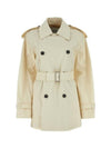 Short Gabardine Trench Coat Ivory - BURBERRY - BALAAN 1