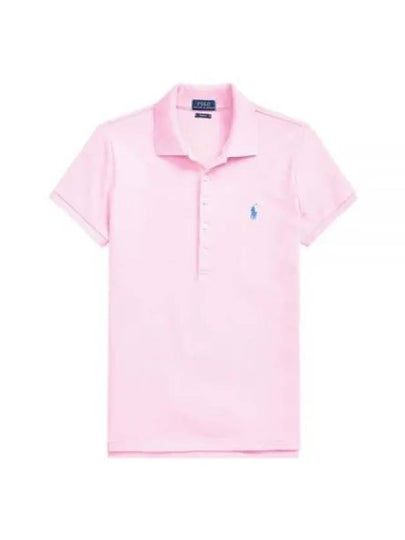 Women's Julie Embroidered Logo Short Sleeve Polo Shirt Caramel Pink - POLO RALPH LAUREN - BALAAN 2