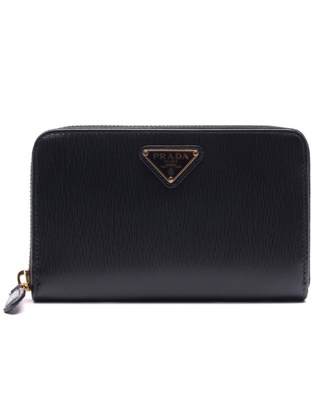 Women's Vitello Triangular Logo Zipper Medium Wallet (1ML157_2DDU_F0002_22S) - PRADA - BALAAN 1