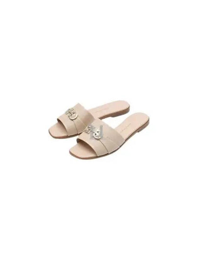 Gancini Leather Slippers Beige - SALVATORE FERRAGAMO - BALAAN 2