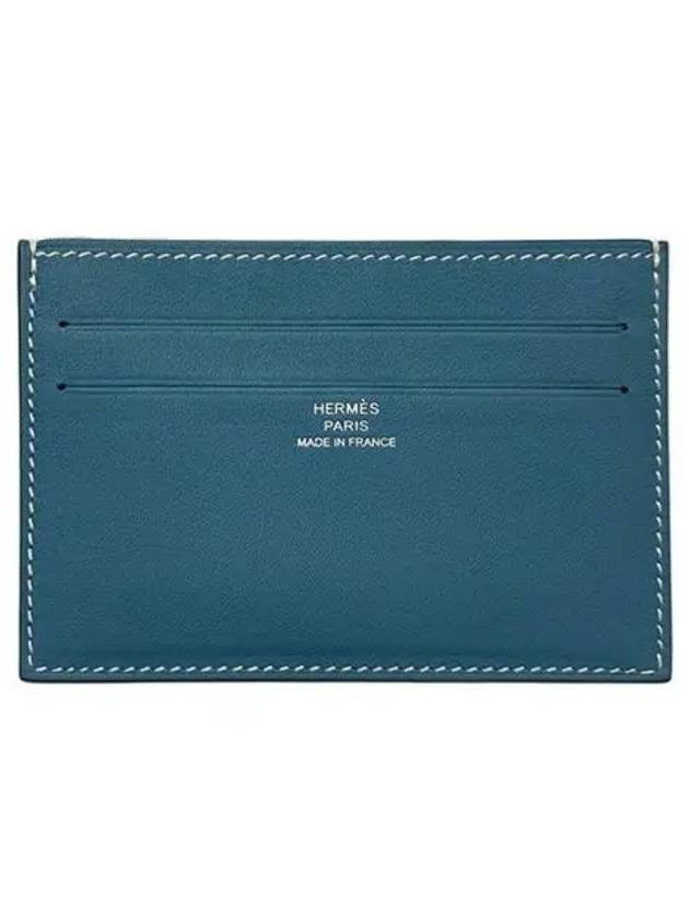 Hermes Citizen Twill Card Holder Swift Silk Cloche Blue Jeans Bucket Wallet 270557 - CELINE - BALAAN 1