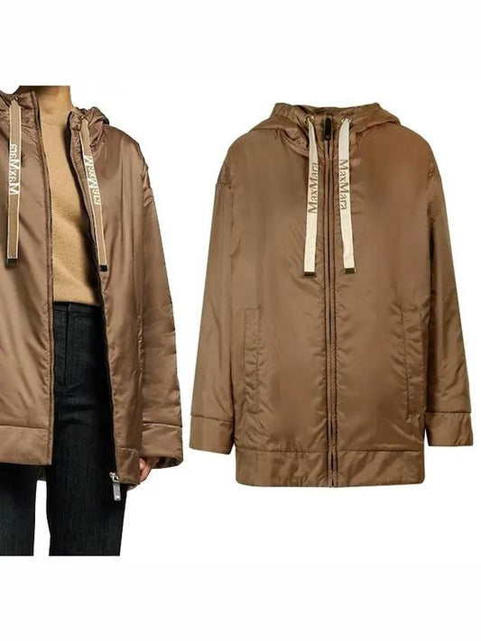 The Cube Greendy GREENDI Technical Canvas Hooded Zip Up Padding Brown - MAX MARA - BALAAN.