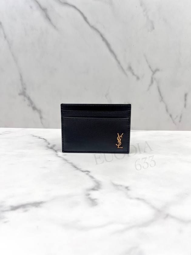 Tiny Monogram Shiny Leather Card Case Black - SAINT LAURENT - BALAAN 3