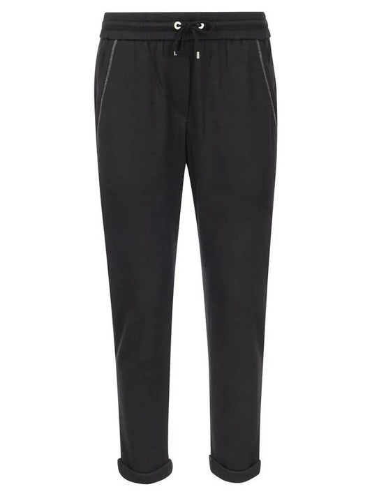 Cotton Silk Fleece Track Pants Black - BRUNELLO CUCINELLI - BALAAN 1