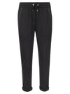 Cotton Silk Fleece Track Pants Black - BRUNELLO CUCINELLI - BALAAN 1