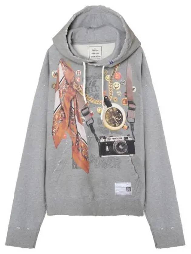 A10HD621 Gray Graphic Print Hoodie - MIHARA YASUHIRO - BALAAN 1