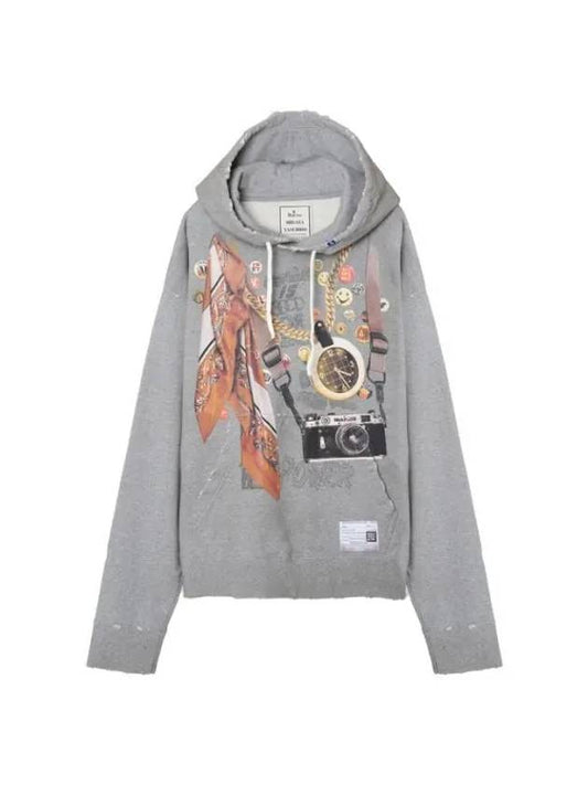 A10HD621 Gray Graphic Print Hoodie - MIHARA YASUHIRO - BALAAN 1