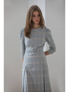 Caisienne wedding guest look embroidery H line midi dress dark sky blue - CAHIERS - BALAAN 4