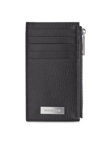 Metal Plate Zipper Card Wallet Black - SALVATORE FERRAGAMO - BALAAN 1