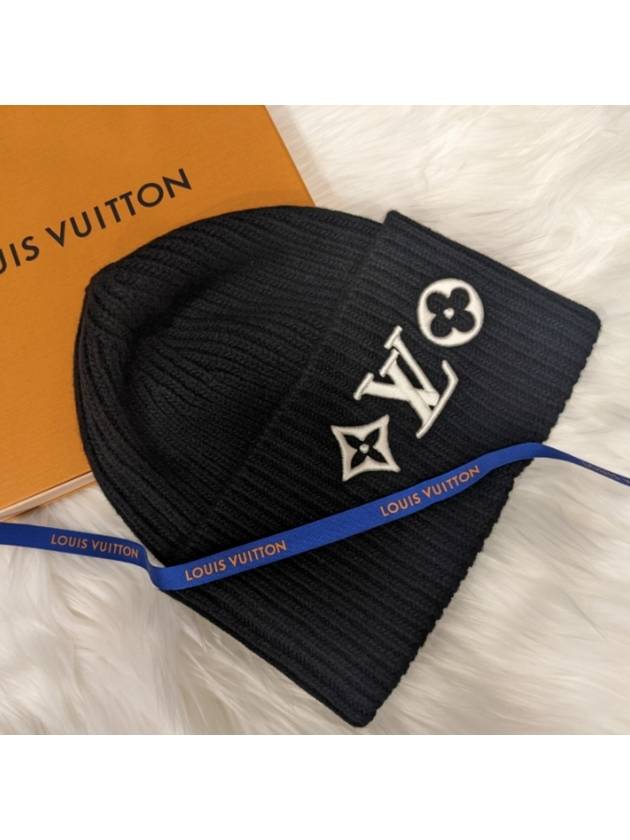 Monogram Flower Signature Headline Wool Beanie Black - LOUIS VUITTON - BALAAN 2