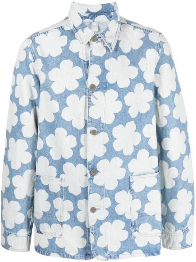 Floral Print Denim Jacket Blue - KENZO - BALAAN 2