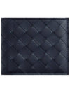 Two-Tone Intrecciato Leather Half Wallet Navy - BOTTEGA VENETA - BALAAN 1