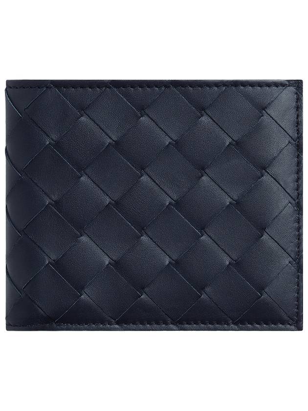 Two-Tone Intrecciato Leather Half Wallet Navy - BOTTEGA VENETA - BALAAN 1