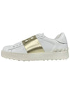 Men's Hidden Open Band Metallic Low Top Sneakers White Gold - VALENTINO - BALAAN 3