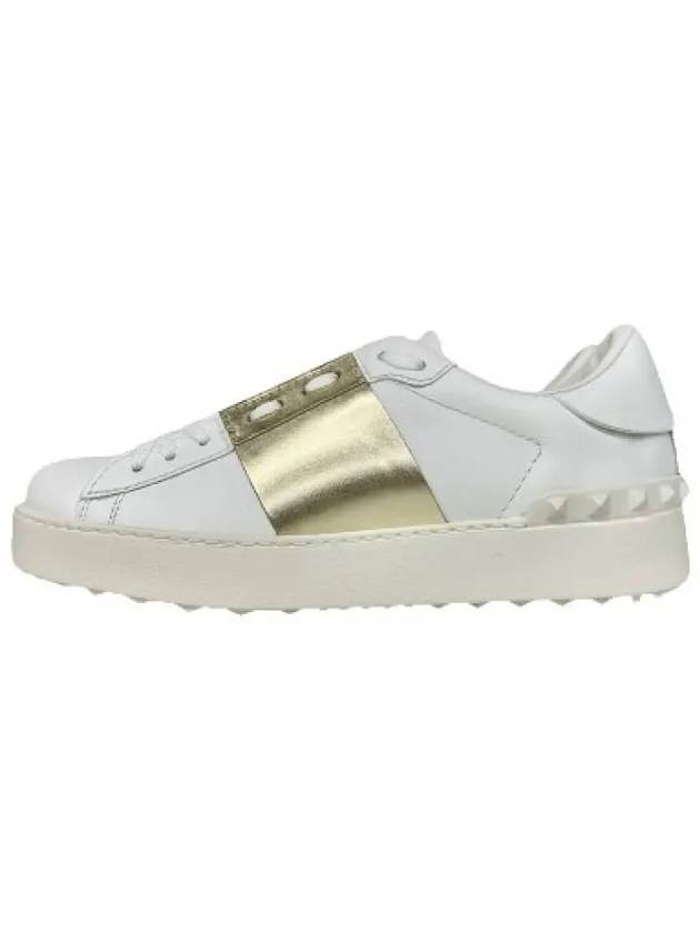 Men's Hidden Open Band Metallic Low Top Sneakers White Gold - VALENTINO - BALAAN 3