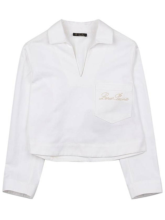 Women's Filomena Cotton Linen Long Sleeve Shirt White - LORO PIANA - BALAAN.