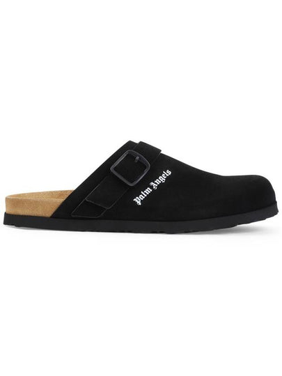 Logo Calf Leather Mule Black - PALM ANGELS - BALAAN 2